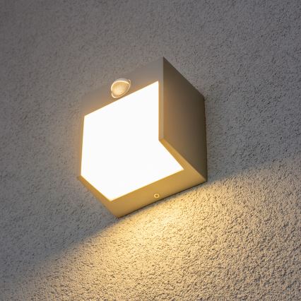 Brilagi - LED kültéri fali lámpa mozgásérzékelővel TERNI LED/12W/230V szürke IP44