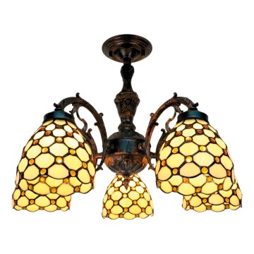BRILAGI - Tiffany felületre szerelhető vitrázs csillár IVORY SMOOTH 5xE27/60W/230V átm. 60 cm