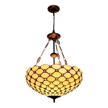 BRILAGI - Tiffany láncos vitrázs csillár IVORY SMOOTH 3xE27/60W/230V átm. 50 cm
