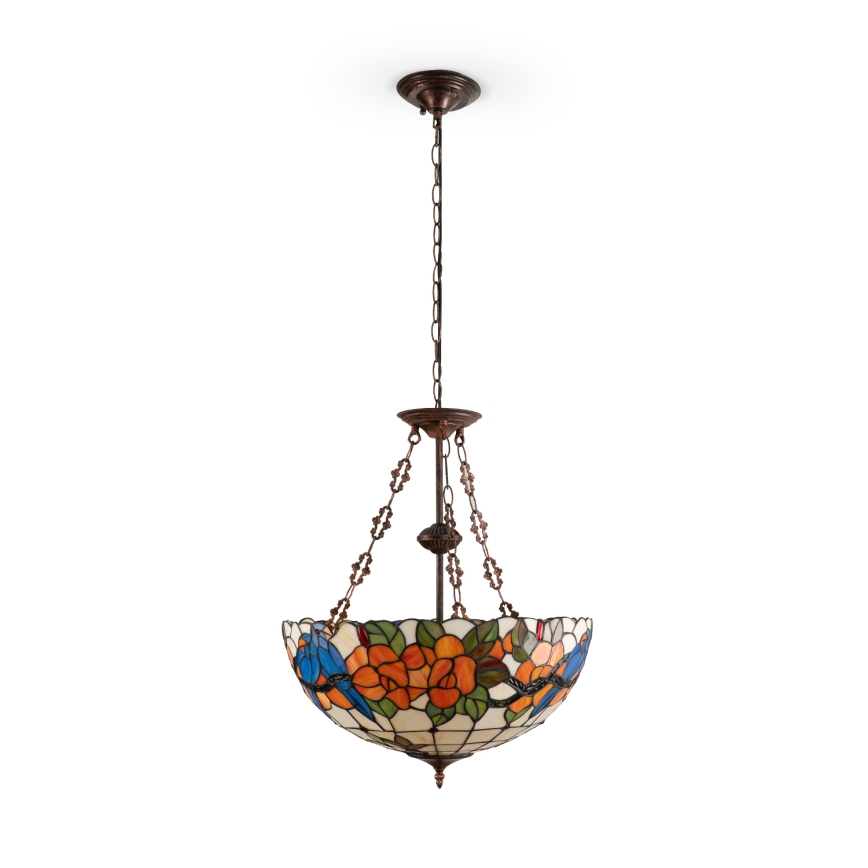 Brilagi - Tiffany ólomüveg csillár, láncon, JUNGLE, 3xE27/60W/230V, átmérő 50 cm