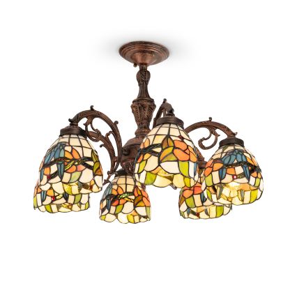 Brilagi - Tiffany ólomüveg felületre szerelt csillár JUNGLE 6xE27/60W/230V átm. 60 cm