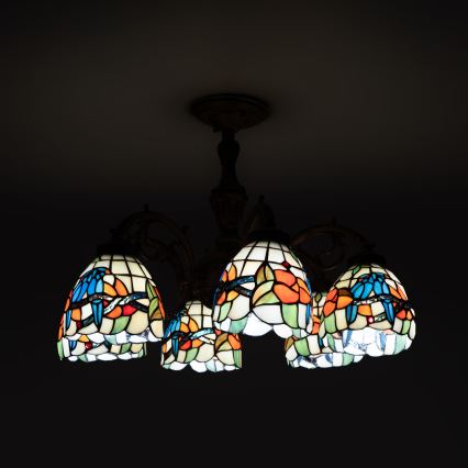 Brilagi - Tiffany ólomüveg felületre szerelt csillár JUNGLE 6xE27/60W/230V átm. 60 cm