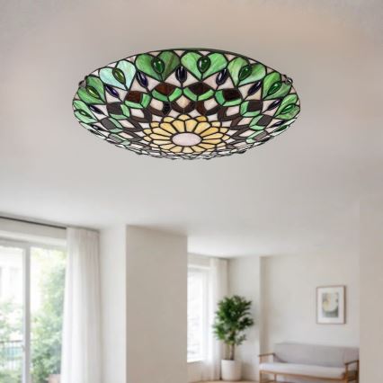 Brilagi - Tiffany ólomüveg mennyezeti lámpa MARGARET 2xE27/60W/230V átm. 40 cm