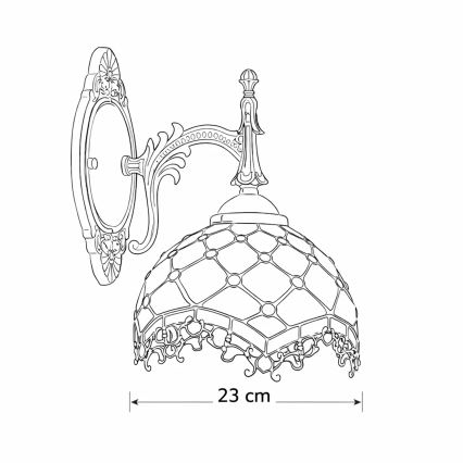 Brilagi - Tiffany-stílusú üveg fali lámpa, elefántcsontszínű 1xE14/40W/230V