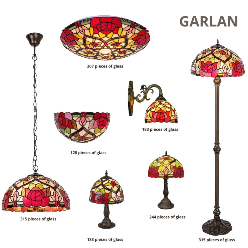 Brilagi - Tiffany-stílusú vitrázs állólámpa GARLAN 2xE27/60W/230V