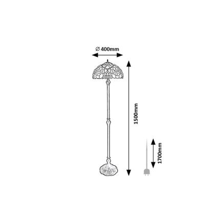 Brilagi - Tiffany-stílusú vitrázs állólámpa GARLAN 2xE27/60W/230V