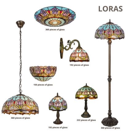Brilagi - Tiffany stílusú vitrázs csillár, láncra függesztett LORAS 2xE27/60W/230V