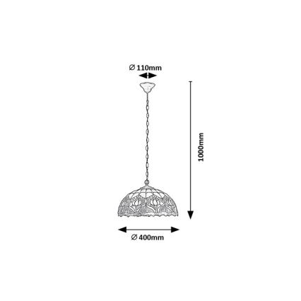 Brilagi - Tiffany stílusú vitrázs csillár, láncra függesztett LORAS 2xE27/60W/230V