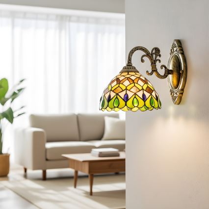 Brilagi - Tiffany stílusú vitrázs fali lámpa MARGARET 1xE27/40W/230V