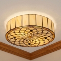 Brilagi - Tiffany-stílusú vitrázs mennyezeti lámpa elefántcsont 3xE27/60W/230V átm. 40 cm