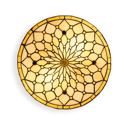 Brilagi - Tiffany-stílusú vitrázs mennyezeti lámpa elefántcsont 3xE27/60W/230V átm. 40 cm