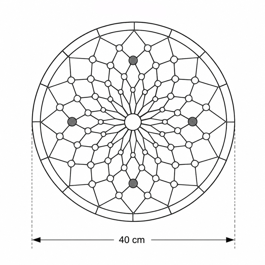 Brilagi - Tiffany-stílusú vitrázs mennyezeti lámpa elefántcsont 3xE27/60W/230V átm. 40 cm