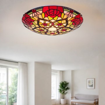 Brilagi - Tiffany-stílusú vitrázs mennyezeti lámpa GARLAN 2xE27/60W/230V