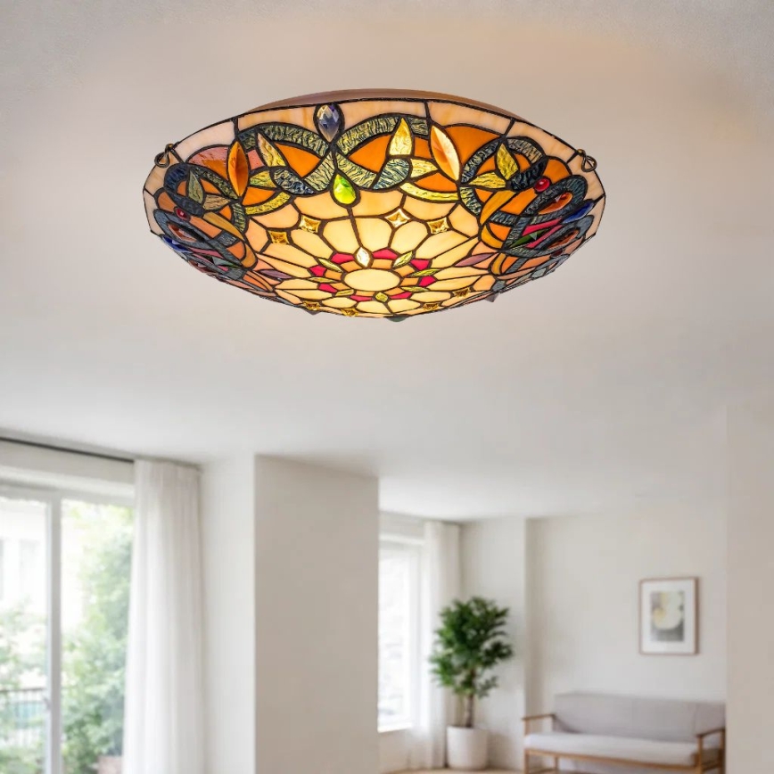 Brilagi - Tiffany-stílusú vitrázs mennyezeti lámpa LUISA 2xE27/60W/230V Ø 40 cm