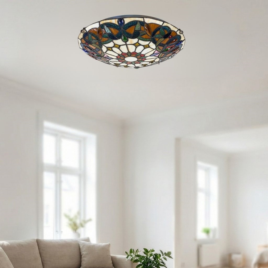 Brilagi - Tiffany-stílusú vitrázs mennyezeti lámpa LUISA 2xE27/60W/230V Ø 40 cm