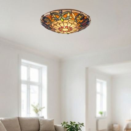 Brilagi - Tiffany-stílusú vitrázs mennyezeti lámpa LUISA 2xE27/60W/230V Ø 40 cm