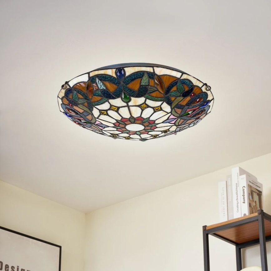Brilagi - Tiffany-stílusú vitrázs mennyezeti lámpa LUISA 2xE27/60W/230V Ø 40 cm