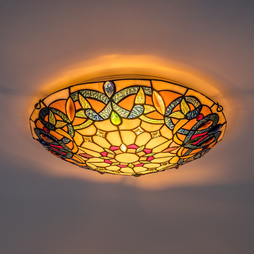 Brilagi - Tiffany-stílusú vitrázs mennyezeti lámpa LUISA 2xE27/60W/230V Ø 40 cm