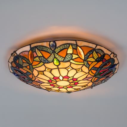 Brilagi - Tiffany-stílusú vitrázs mennyezeti lámpa LUISA 2xE27/60W/230V Ø 40 cm