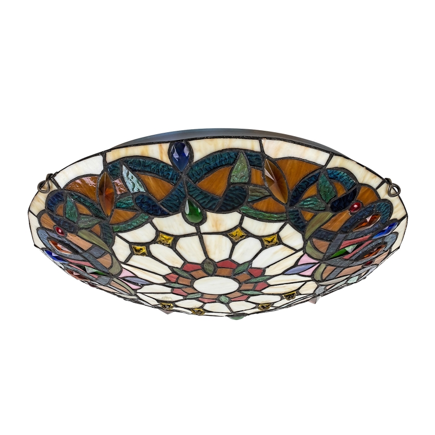 Brilagi - Tiffany-stílusú vitrázs mennyezeti lámpa LUISA 2xE27/60W/230V Ø 40 cm