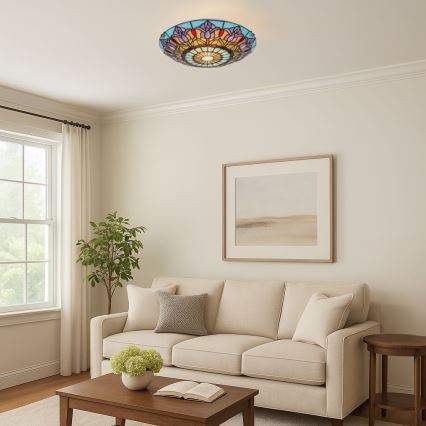 Brilagi - Tiffany-stílusú vitrázs mennyezeti lámpatest LORAS 2xE27/60W/230V