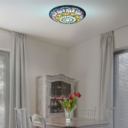 Brilagi - Tiffany-stílusú vitrázs mennyezeti lámpatest LORAS 2xE27/60W/230V