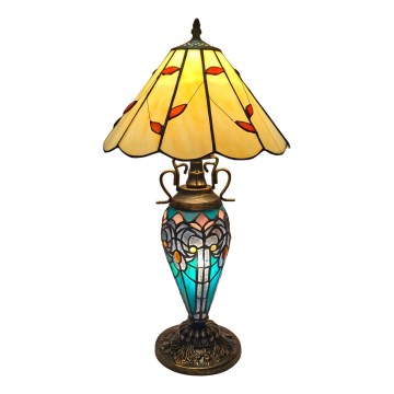 Brilagi - Tiffany vitrázs asztali lámpa FOLIA 1xE27/60W/230V + 1xE14/40W