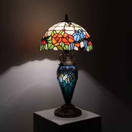 Brilagi - Tiffany vitrázs asztali lámpa JUNGLE 1xE27/60W/230V + 1xE14/40W