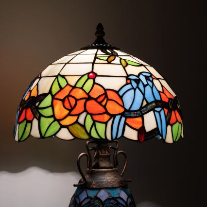 Brilagi - Tiffany vitrázs asztali lámpa JUNGLE 1xE27/60W/230V + 1xE14/40W