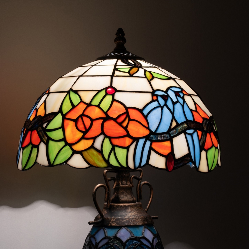 Brilagi - Tiffany vitrázs asztali lámpa JUNGLE 1xE27/60W/230V + 1xE14/40W