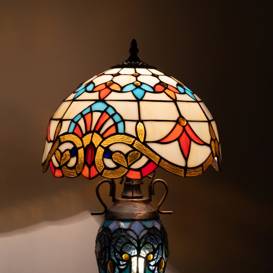Brilagi - Tiffany vitrázs asztali lámpa MIRABELLA 1xE27/60W/230V + 1xE14/40W