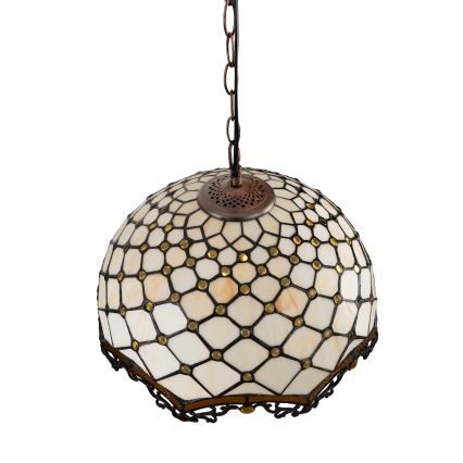 Brilagi - Tiffany vitrázs csillár láncon, elefántcsont színű, 1xE27/60W/230V Ø 40 cm