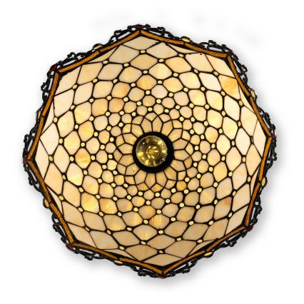 Brilagi - Tiffany vitrázs csillár láncon, elefántcsont színű, 1xE27/60W/230V Ø 40 cm