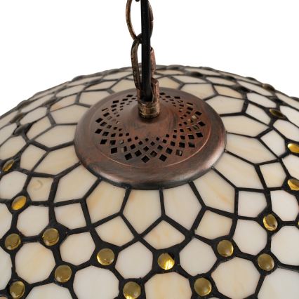 Brilagi - Tiffany vitrázs csillár láncon, elefántcsont színű, 1xE27/60W/230V Ø 40 cm