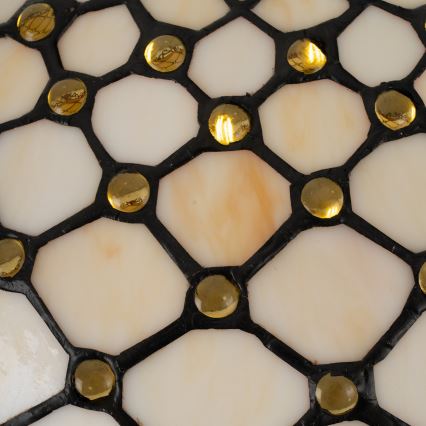 Brilagi - Tiffany vitrázs csillár láncon, elefántcsont színű, 1xE27/60W/230V Ø 40 cm