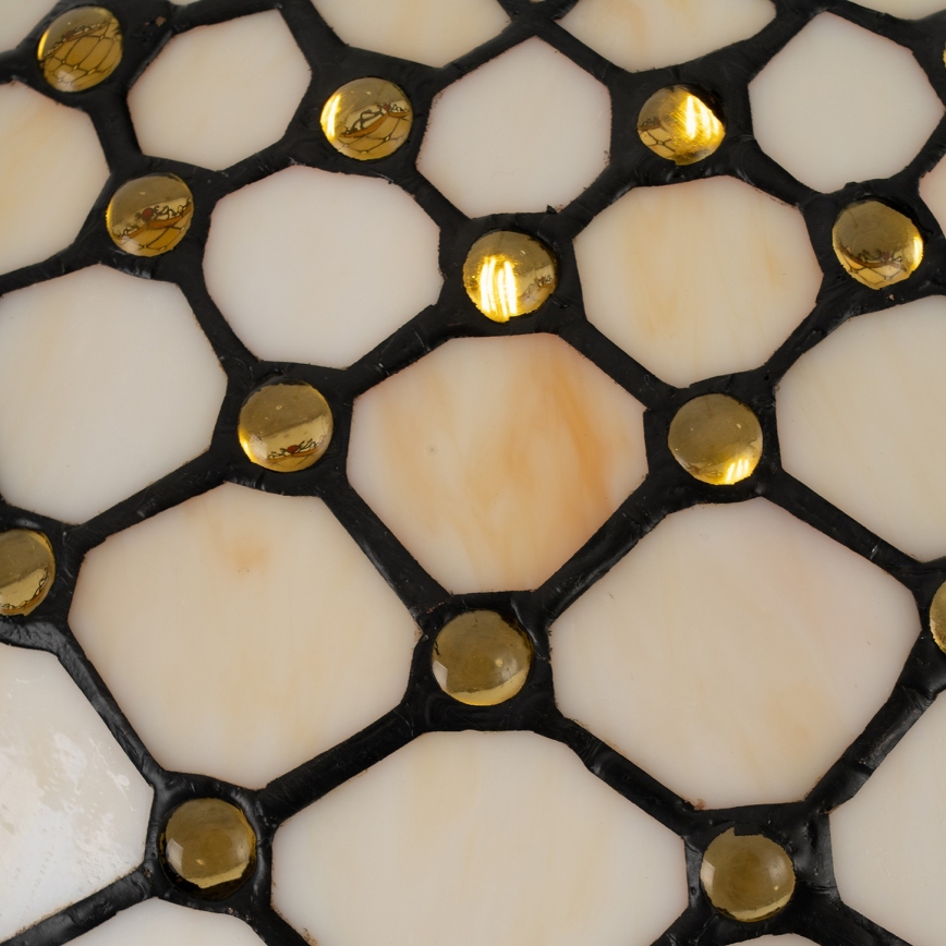 Brilagi - Tiffany vitrázs csillár láncon, elefántcsont színű, 1xE27/60W/230V Ø 40 cm