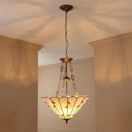 Brilagi - Tiffany-vitrázs csillár láncon FOLIA 3xE27/60W/230V Ø 50 cm