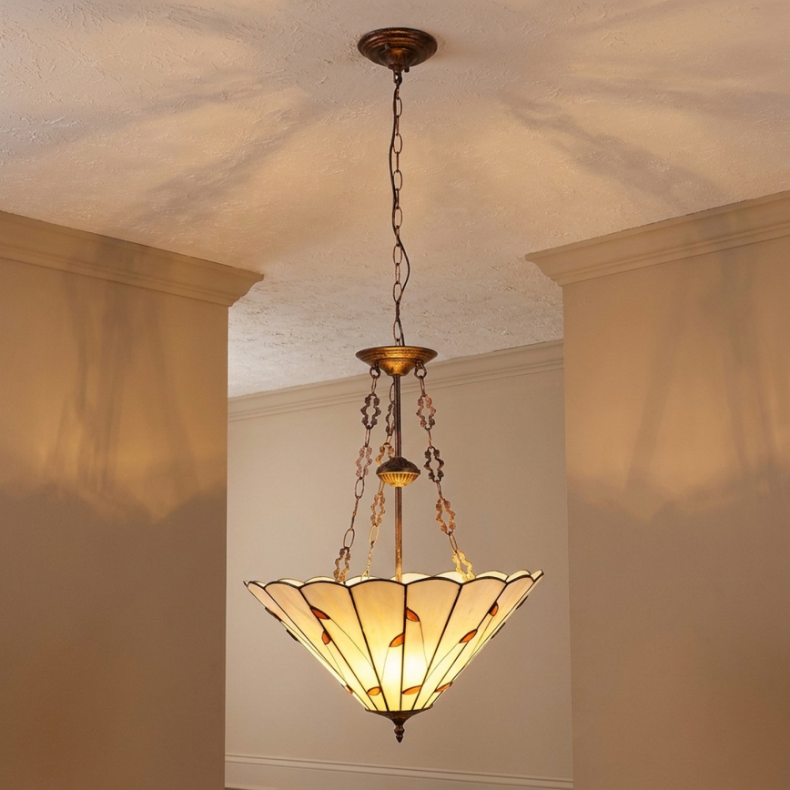 Brilagi - Tiffany-vitrázs csillár láncon FOLIA 3xE27/60W/230V Ø 50 cm