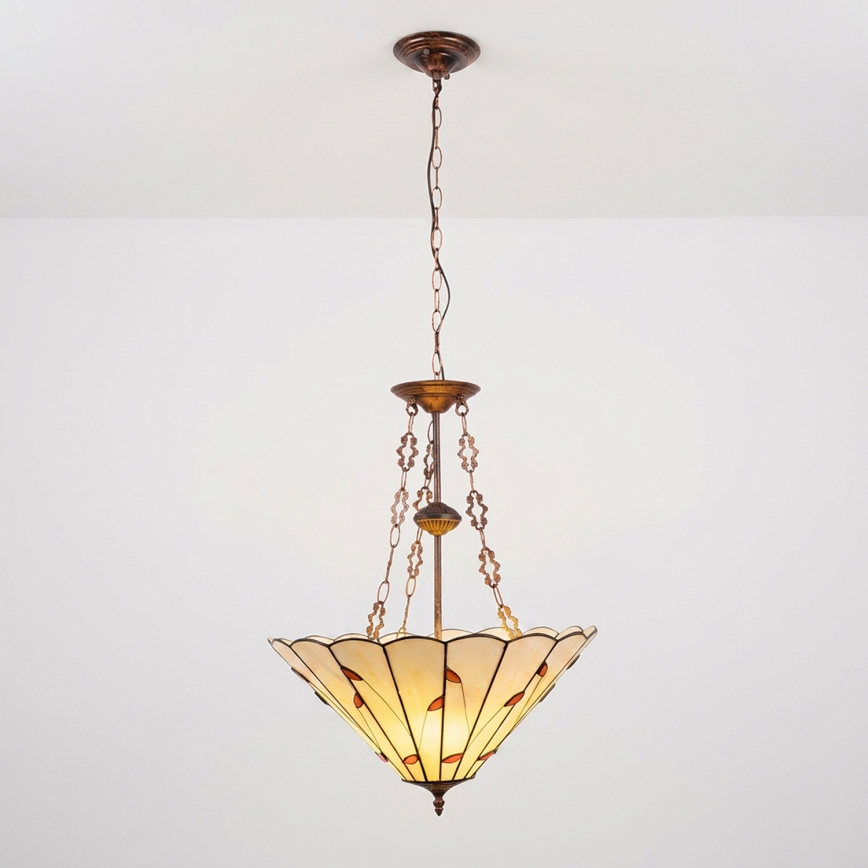 Brilagi - Tiffany-vitrázs csillár láncon FOLIA 3xE27/60W/230V Ø 50 cm