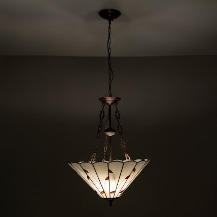Brilagi - Tiffany-vitrázs csillár láncon FOLIA 3xE27/60W/230V Ø 50 cm