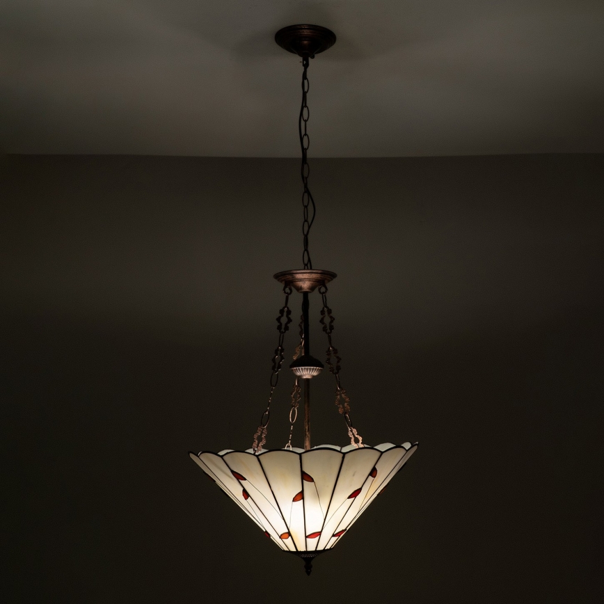 Brilagi - Tiffany-vitrázs csillár láncon FOLIA 3xE27/60W/230V Ø 50 cm