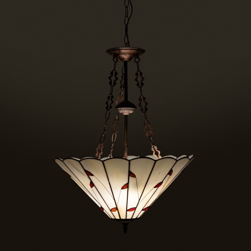 Brilagi - Tiffany-vitrázs csillár láncon FOLIA 3xE27/60W/230V Ø 50 cm