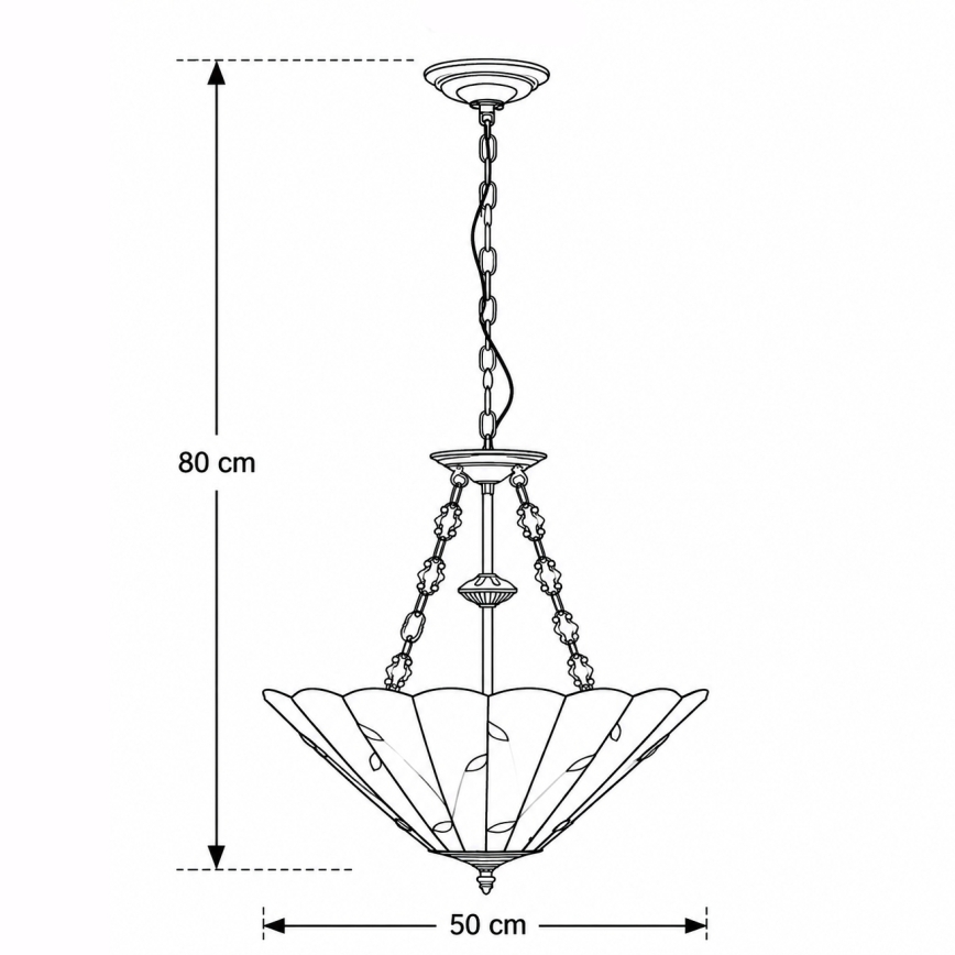 Brilagi - Tiffany-vitrázs csillár láncon FOLIA 3xE27/60W/230V Ø 50 cm