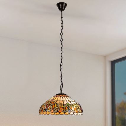 Brilagi - Tiffany vitrázs csillár láncon LUISA 2xE27/60W/230V