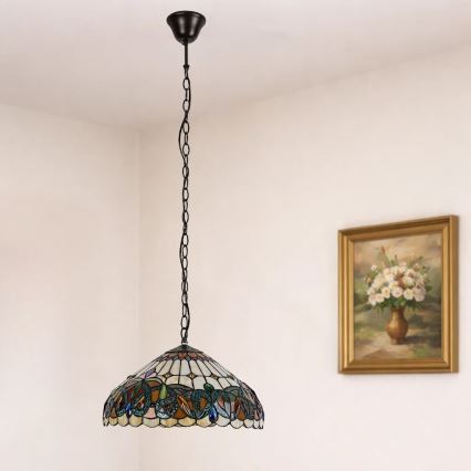 Brilagi - Tiffany vitrázs csillár láncon LUISA 2xE27/60W/230V