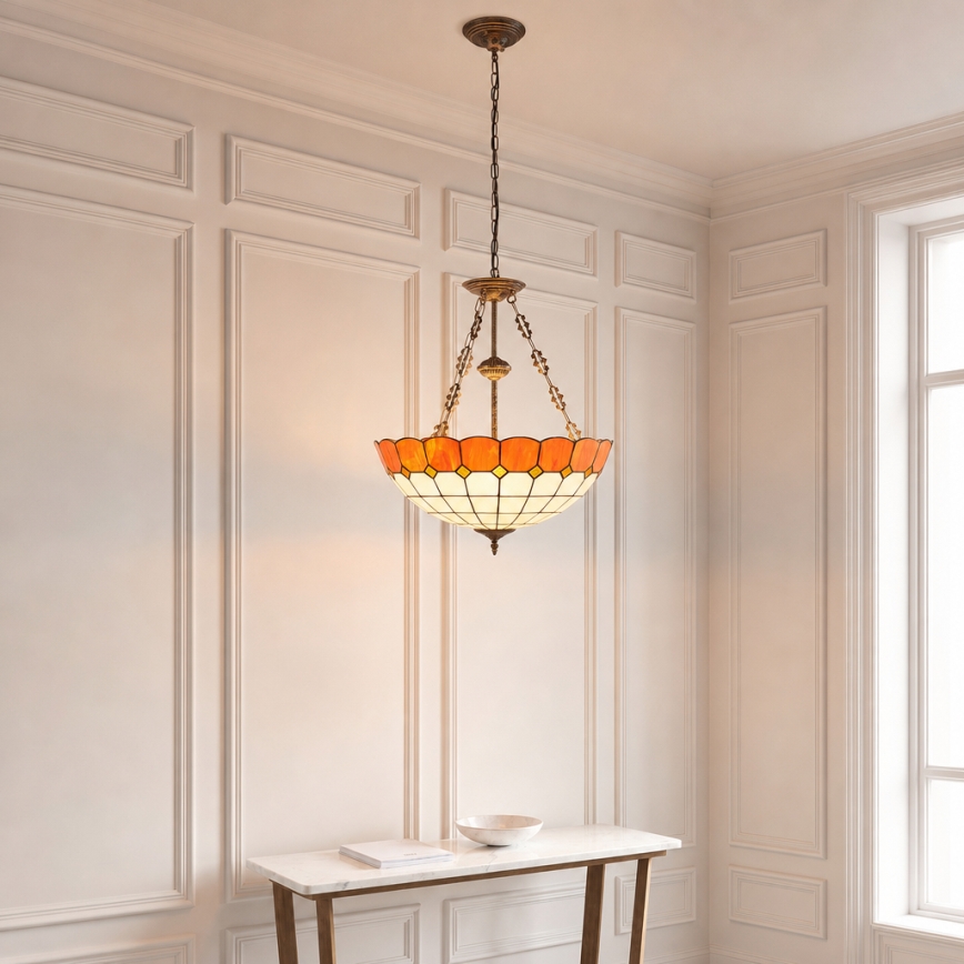 Brilagi - Tiffany vitrázs csillár láncon SIENNA 3xE27/60W/230V átm. 50 cm