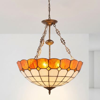 Brilagi - Tiffany vitrázs csillár láncon SIENNA 3xE27/60W/230V átm. 50 cm