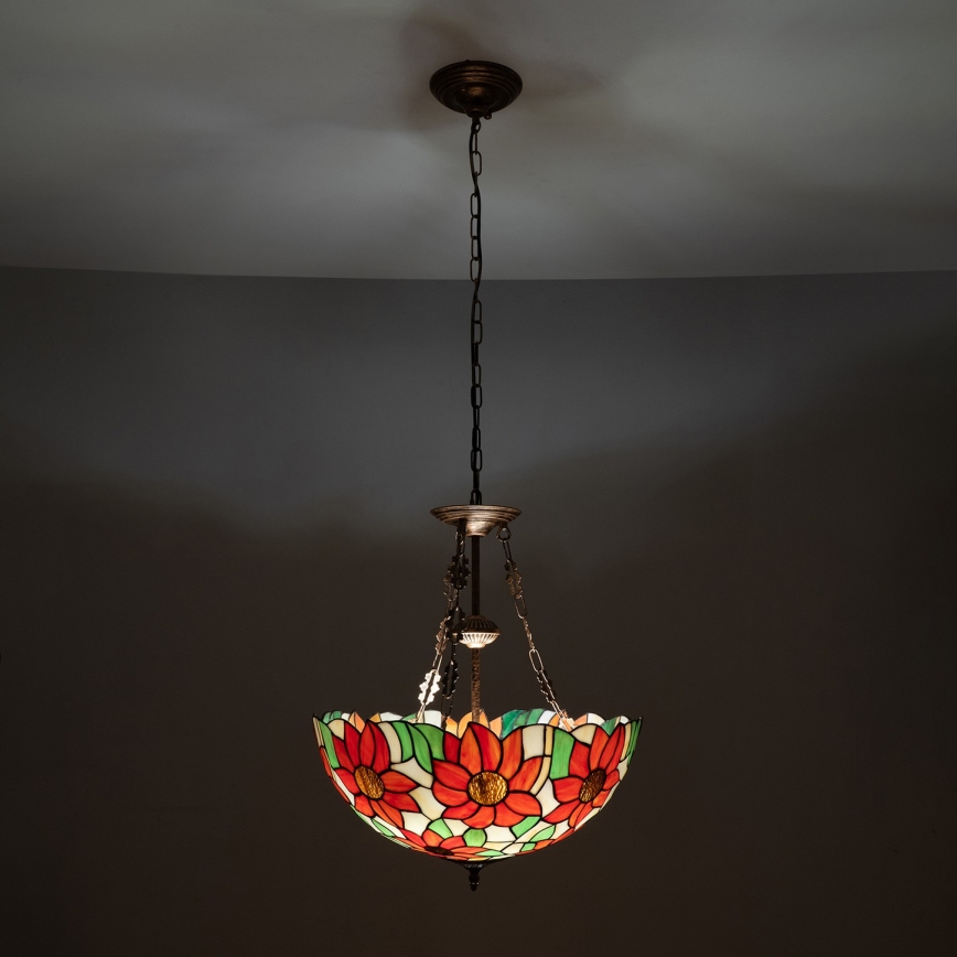 Brilagi - Tiffany vitrázs csillár láncon SUNFLOWER 3xE27/60W/230V átm. 50 cm