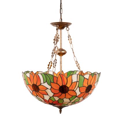 Brilagi - Tiffany vitrázs csillár láncon SUNFLOWER 3xE27/60W/230V átm. 50 cm