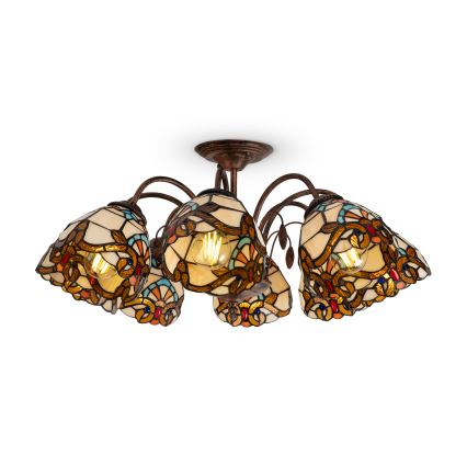 Brilagi - Tiffany vitrázs felületre szerelhető csillár MIRABELLA 8xE27/60W/230V átm. 68 cm